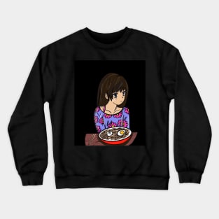 Anime Girl Waiting to Eat With You Crewneck Sweatshirt